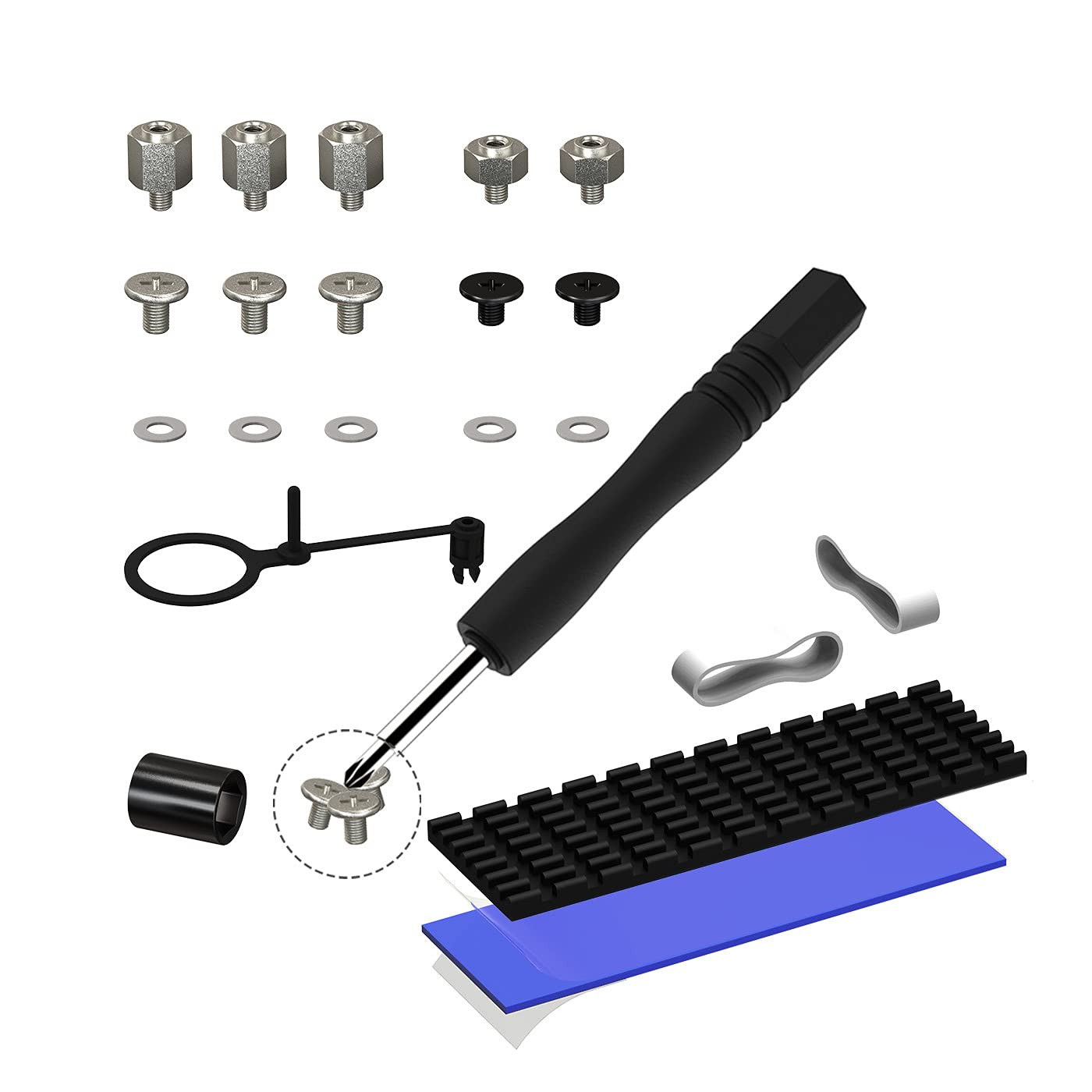 M.2 SSD Mounting Kit 7PCS Nvme Screws Standoffs for Asus/Asrock | Carbon Steel,