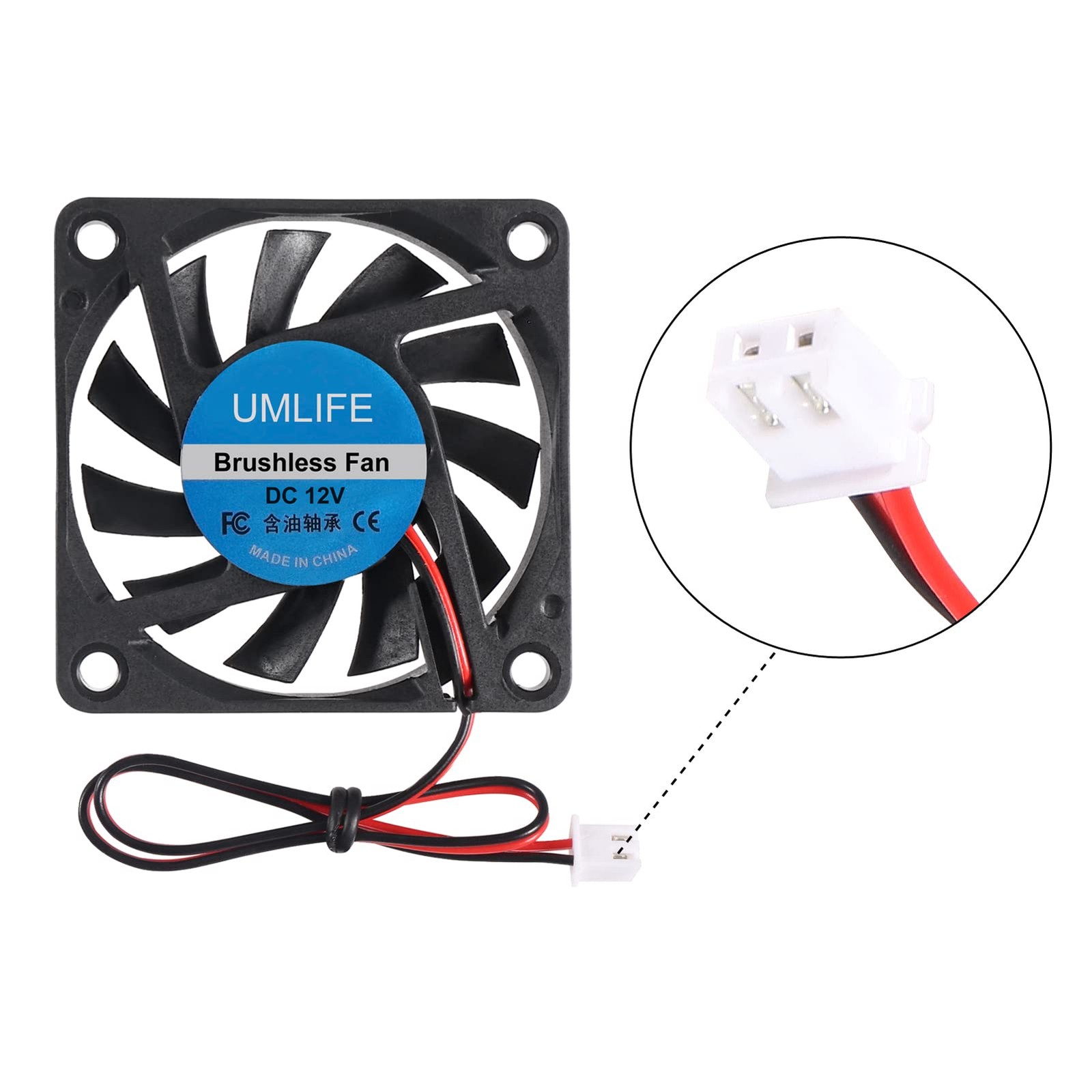UMLIFE 4-Pack 60mm x 60mm x 10mm 6010 12V Brushless DC Cooling Fan 2pin for DIY
