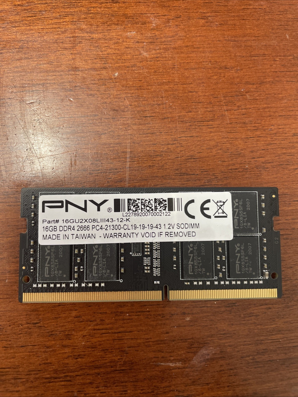PNY 16GU2X08LIII43-12-K 16GB DDR4 2666 PC4-21300 SODIMM