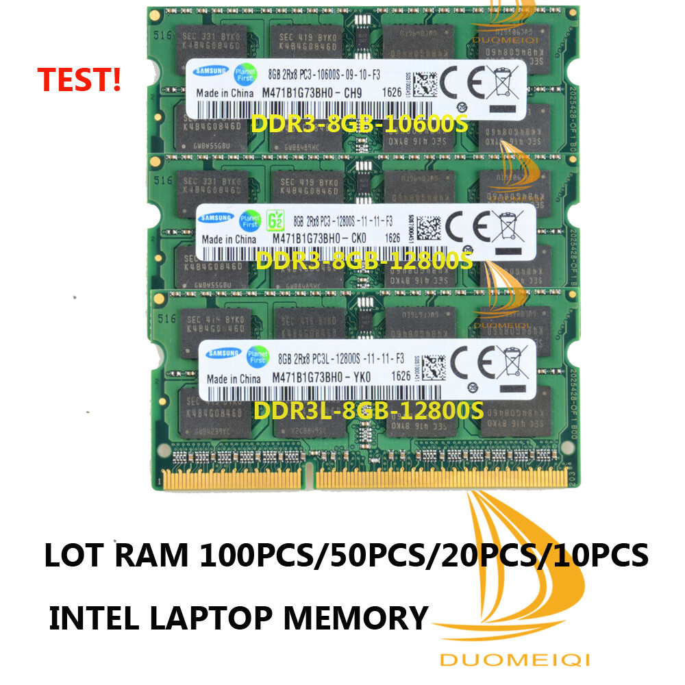 LOT 100PCS Samsung 8GB 2RX8 DDR3L / DDR3 12800L / 12800S / 10600S Laptop Memory