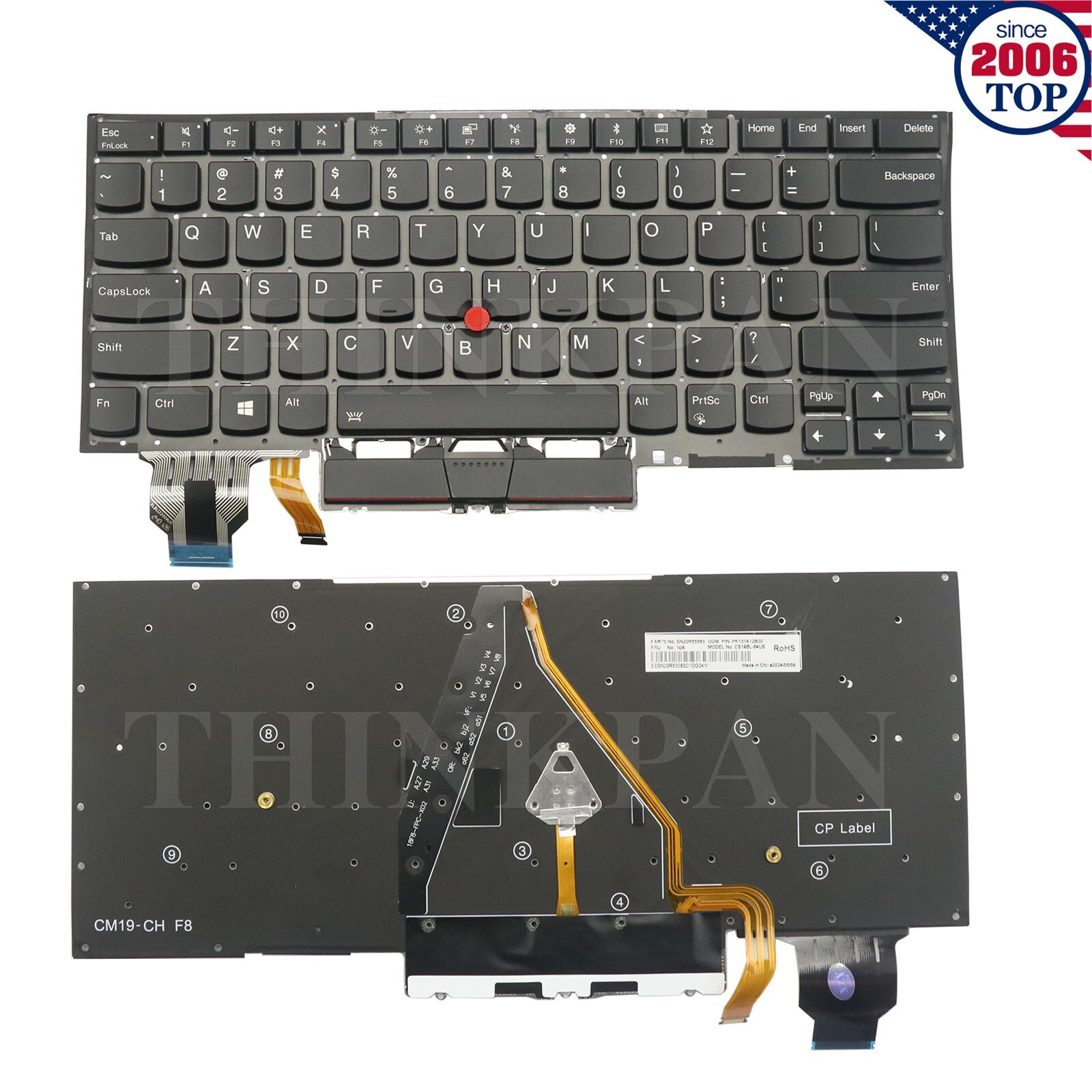 New US Backlit Keyboard for Lenovo ThinkPad X1 Carbon 7th Gen 2019Type 20R1 20R2