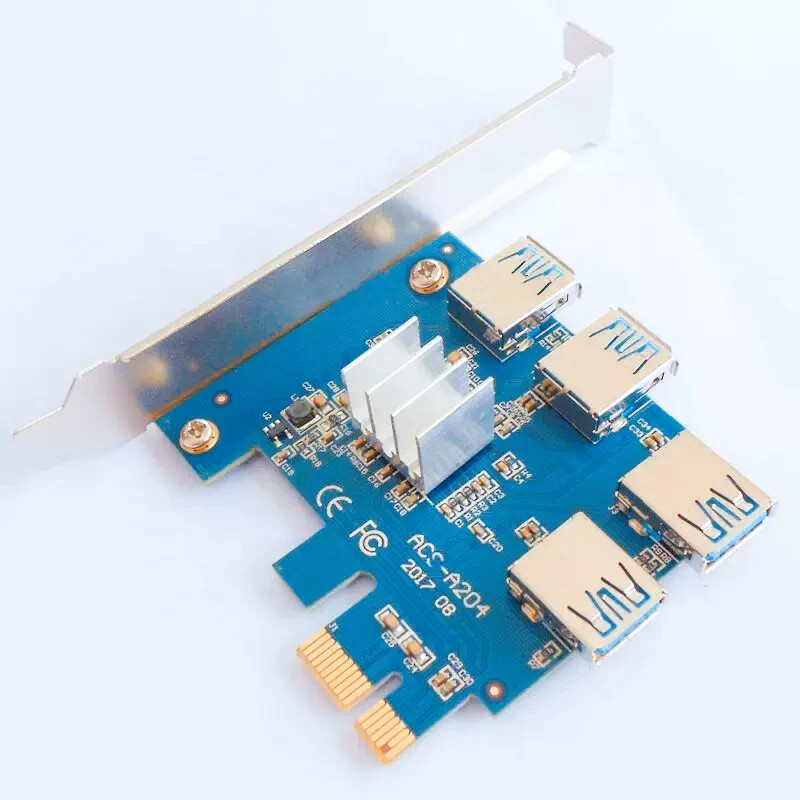 4 Port USB3.0 Riser Card PCI-E 1 to 4 adapter card PCI Express PCIe Port
