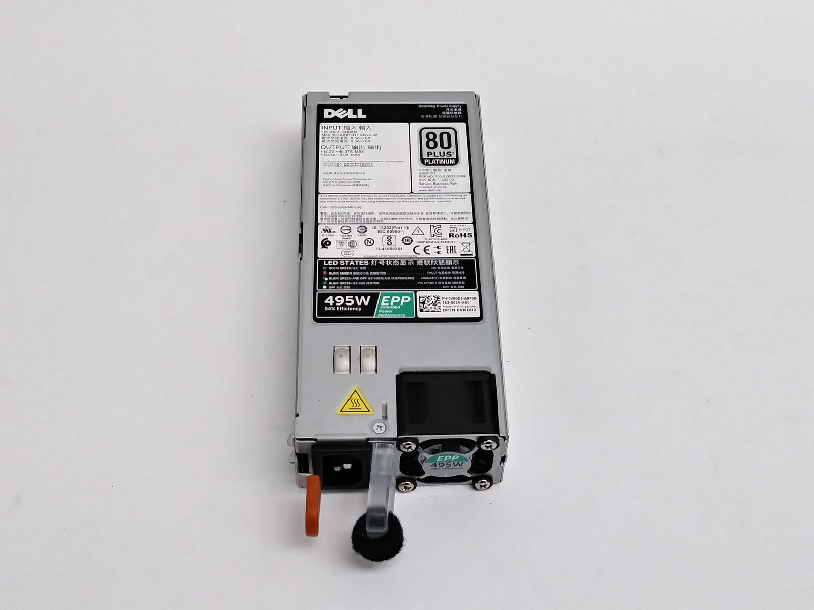 Dell VKDD2 Hot Swap 495W Server Power Supply For PowerEdge R630