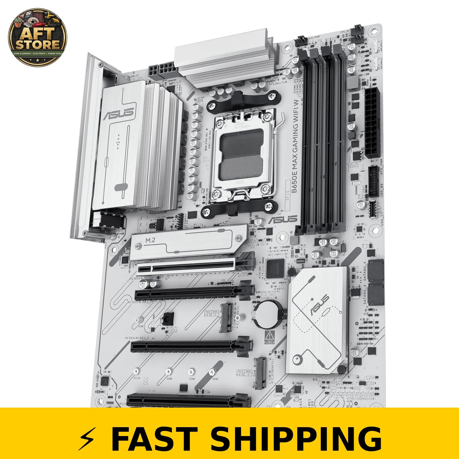 ASUS B650E MAX Gaming WiFi W Motherboard – DDR5, PCIe 5.0, White PCB