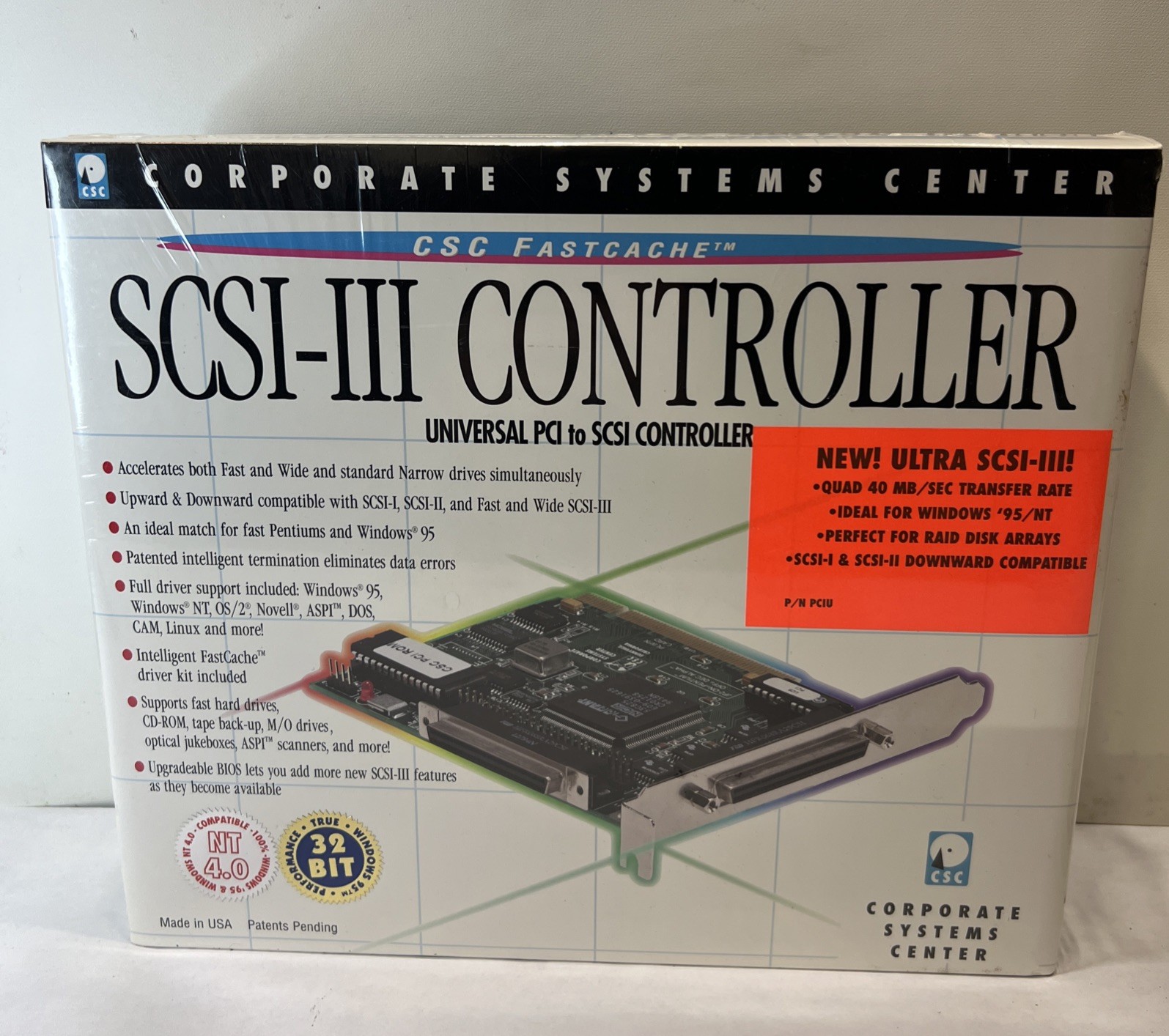NOS CSC Fastcache PCI To SCSI Controller Card – Factory Sealed New