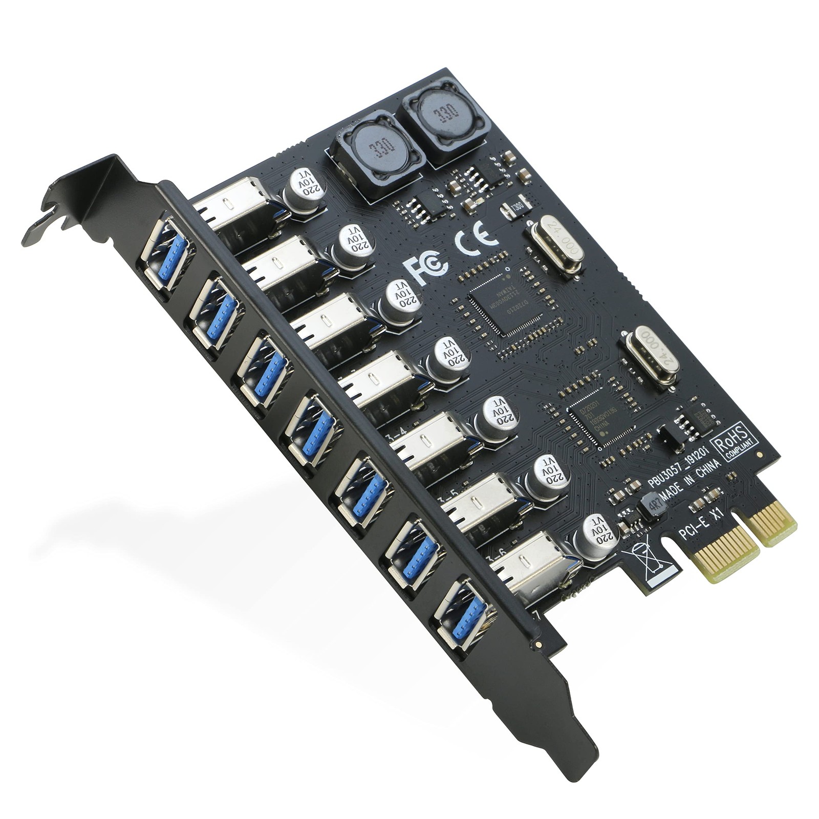 USB 3.0 PCI-e Expansion Card 7Port RIITOP PCI-e x1 to USB 3.0 HUB Adapter 5Gbps