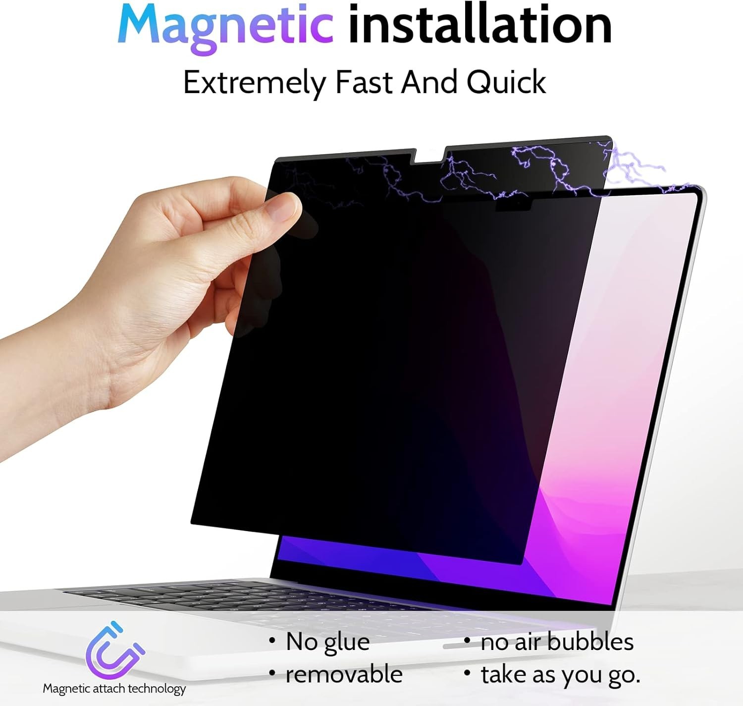 15 Inch Laptop Privacy Filter for MacBook Air, Anti Blue Light Glare Protection