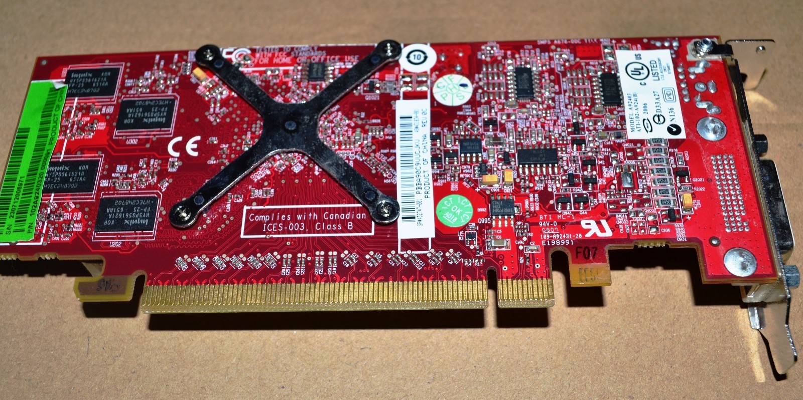 Lot of FIVE(5) ATI 102-A924(B); 109-A92431-20; E198991 Video Cards; A92403; B276