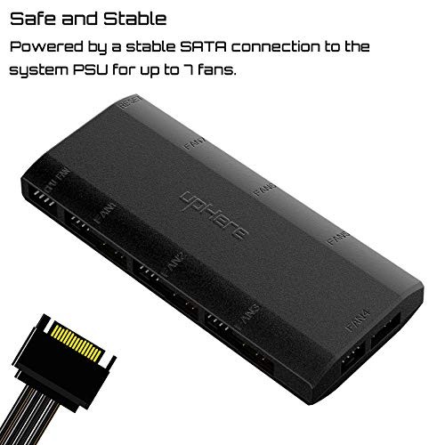 7-Port 4PIN SATA PWM 5V 3PIN ADDRESSABLE RGB Fan Hub/Splitter for 4-Pin & 3