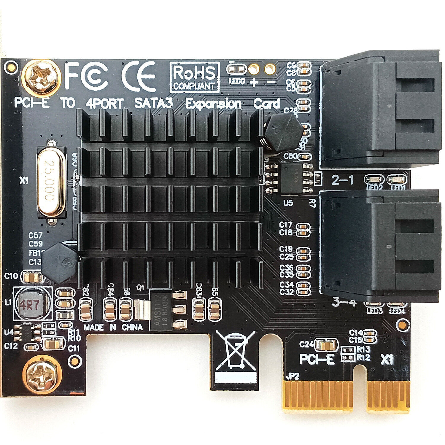 PCIe to SATA 3.0 4 Port Controller Card SFF Mini PC NAS Hard Drive Expansion