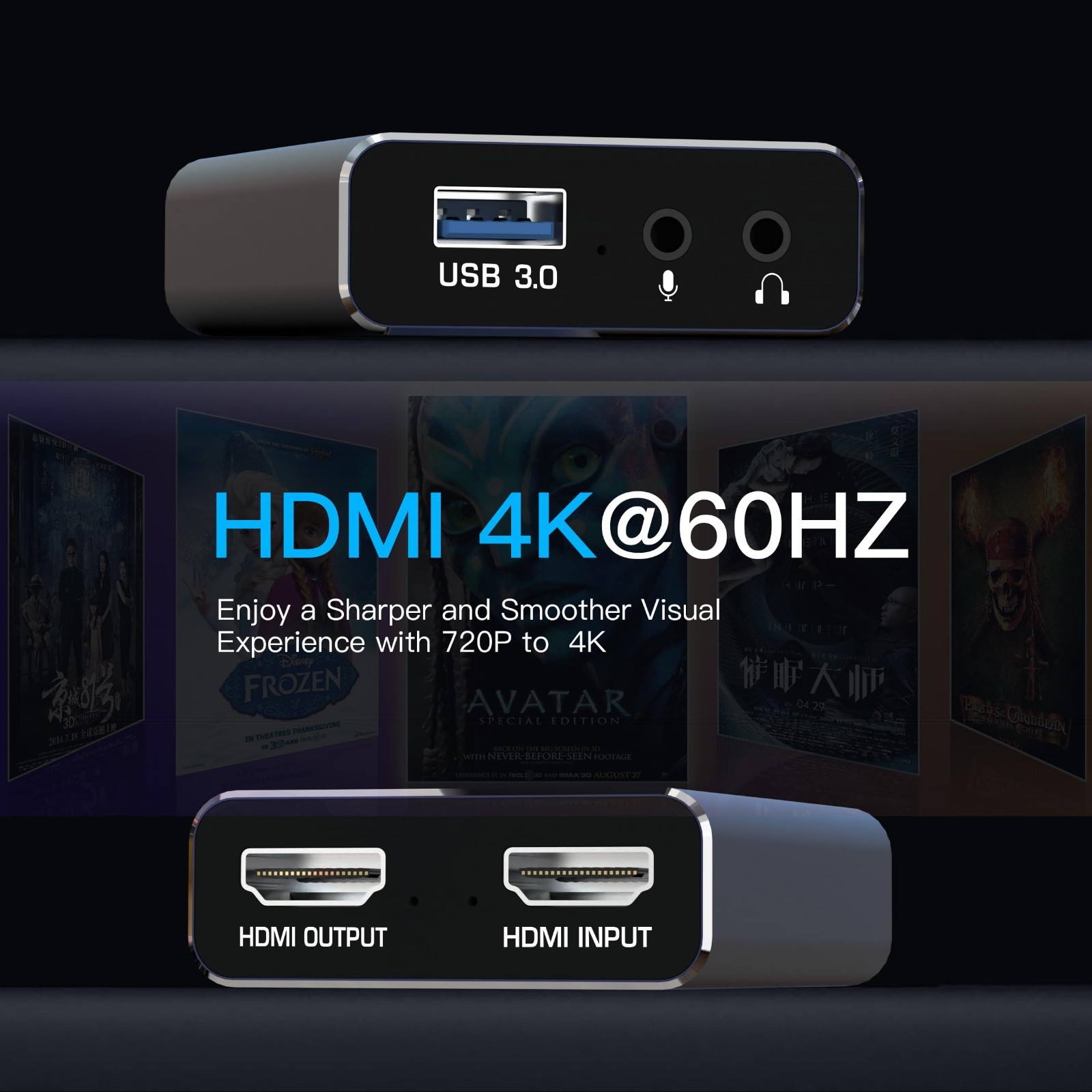 4K Capture Card for Streaming & Gaming – USB 3.0, 1080p 60fps, Zero Latency, Plu