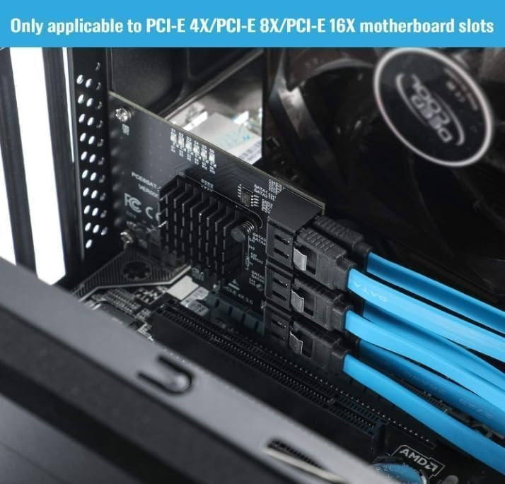 6-Port PCI-E SATA Controller w/ 6 SATA Cables