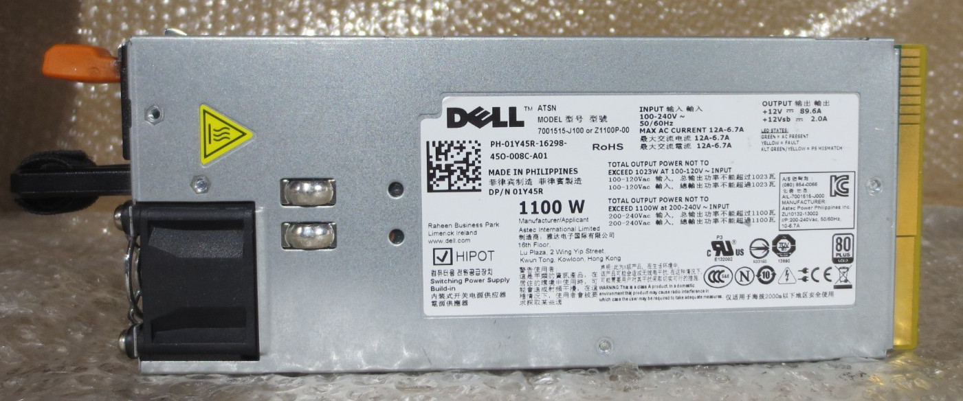 Genuine Dell 1100W Switching Power Supply 7001515-J100/Z1100P-00 01Y45R