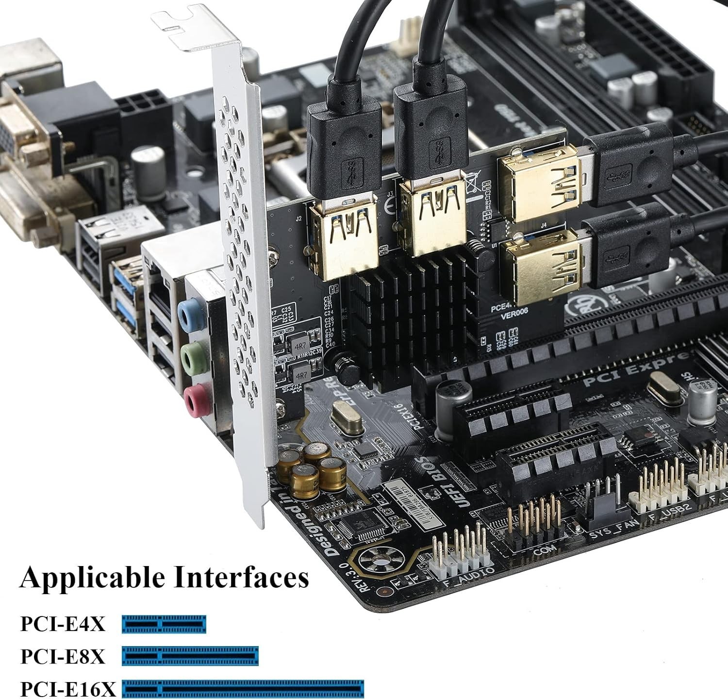 MZHOU PCIe X4 to 4-Port USB 3.0 Multiplier Riser Card Adapter for GPU Mining NEW