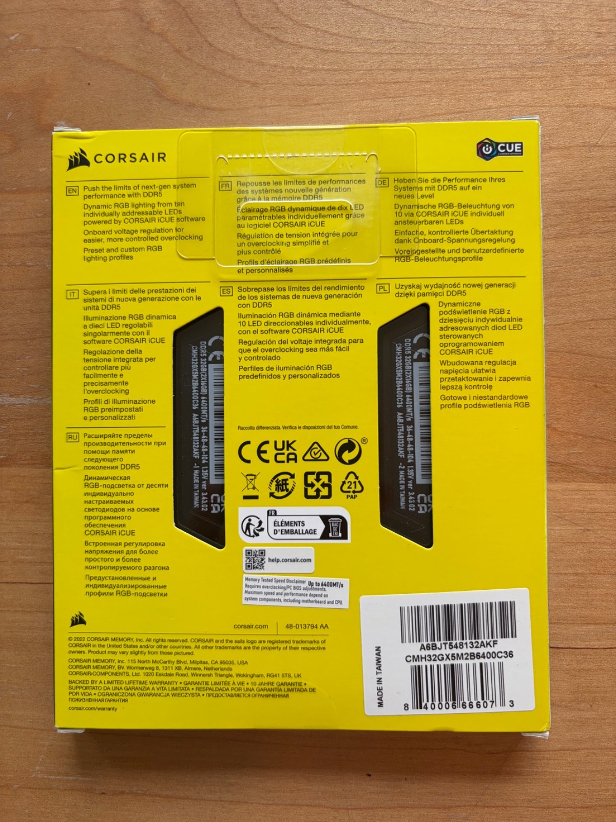 Corsair Vengeance RGB DDR5 RAM 32GB 2x16GB 6400MHz CL36 Black CMH32GX5M2B6400C36