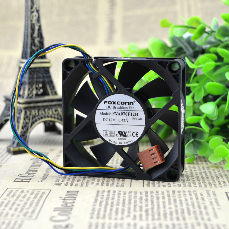 1pc FOXCONN PVA070F12H fan 12V 0.42A 70*70*20mm 4pin PWM