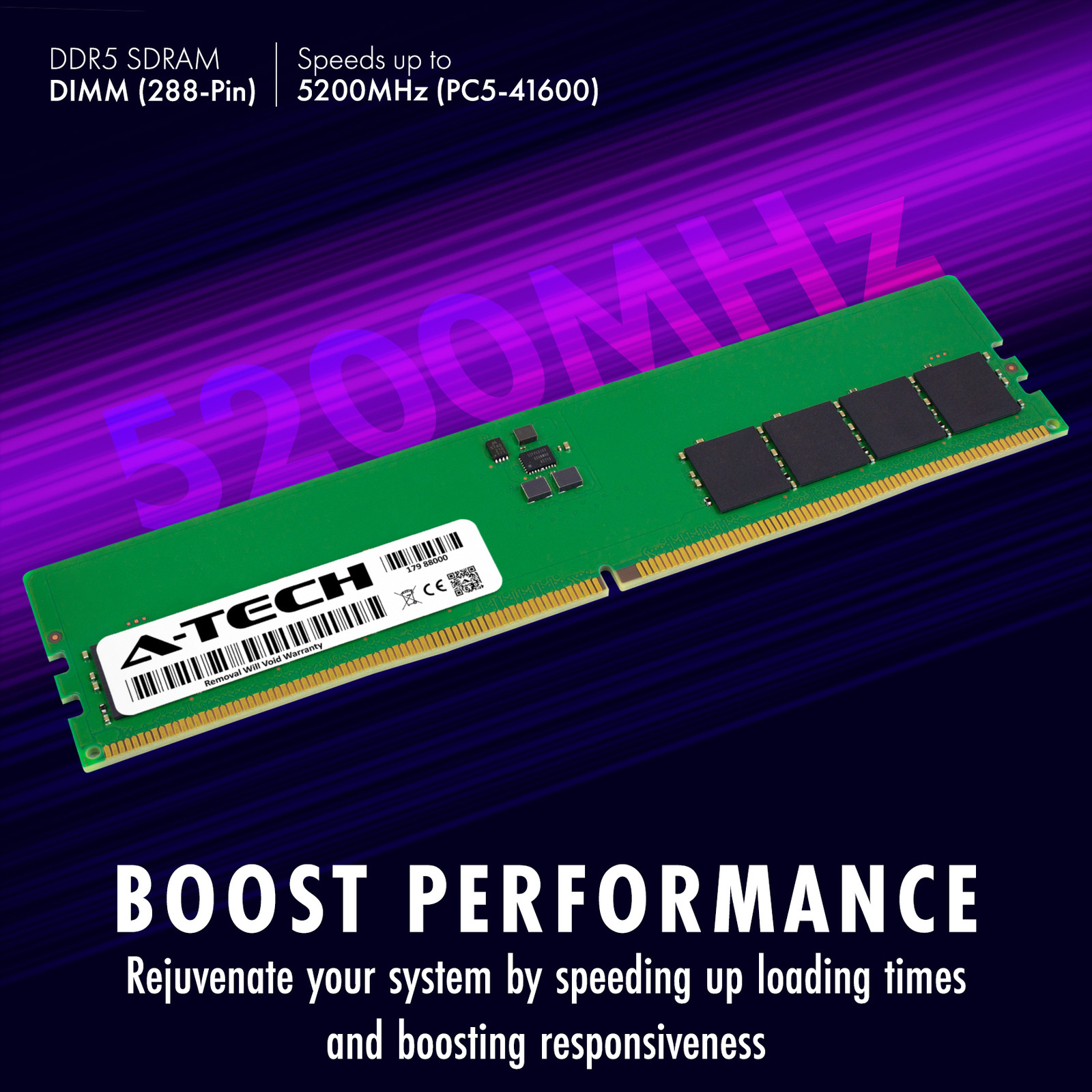 A-Tech 128GB 4x 32GB PC5-41600 DDR5 5200 MHz Non-ECC DIMM Desktop Memory RAM x4