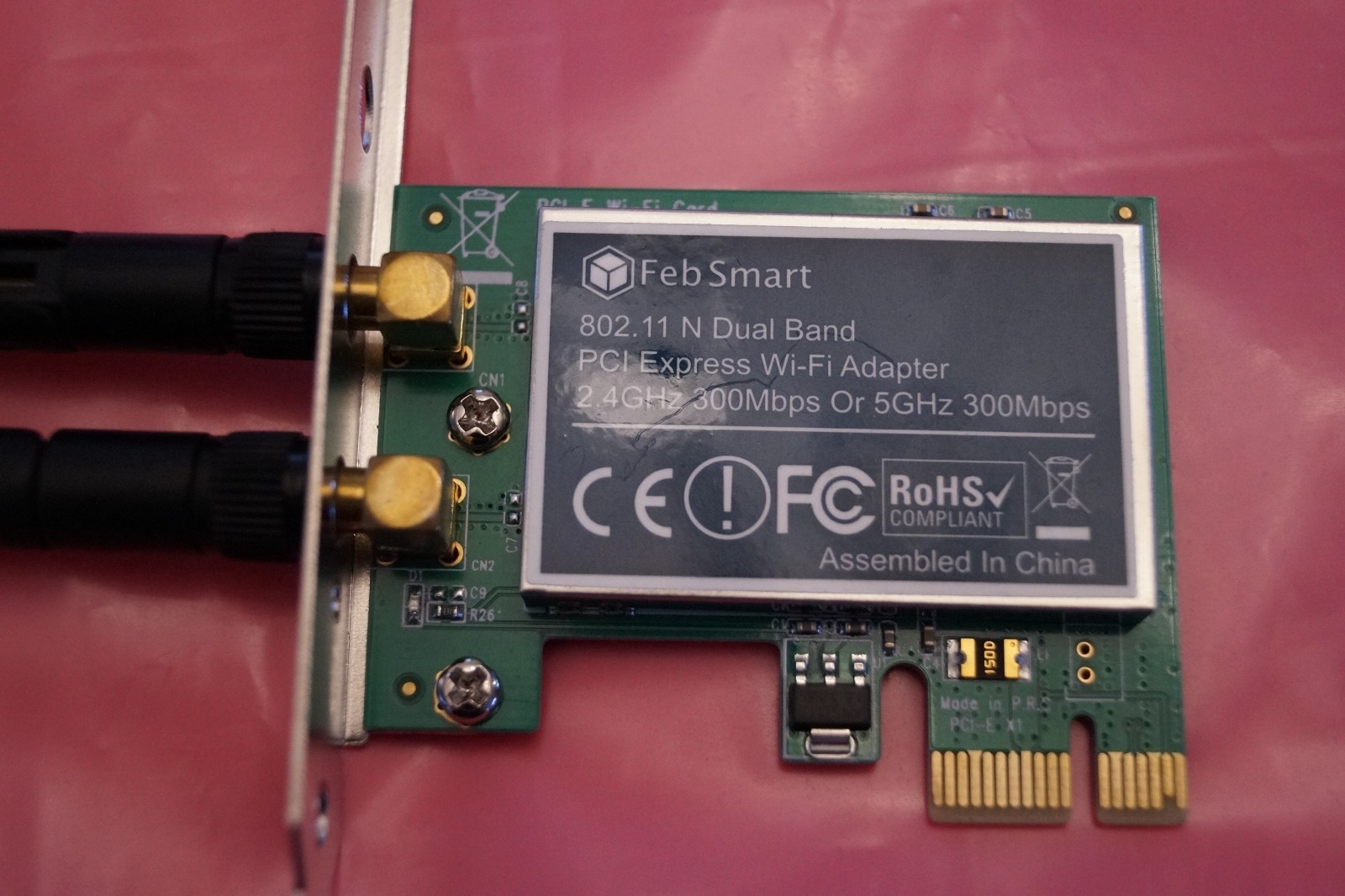 FebSmart FS-N600 PCI-E Wireless Card V3 300 Mbps WiFi Adapter Card 2-antennas