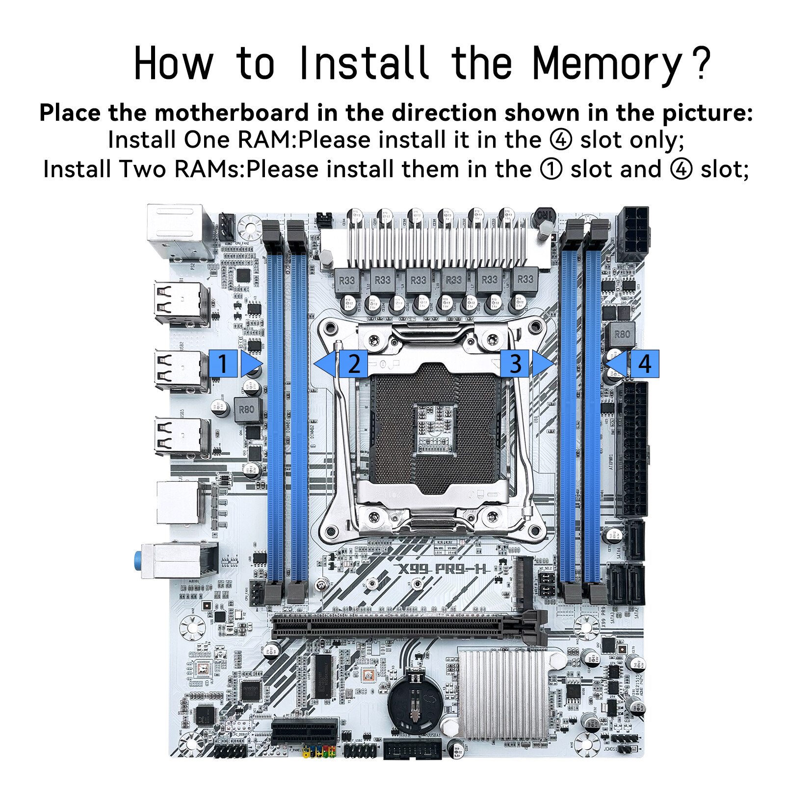 LGA 2011-v3 X99 Motherboard with DDR4 SATA/NVME M.2 USB 2.0 SATA 2.0 White PC