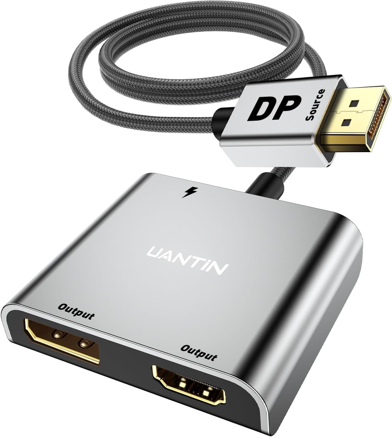 DisplayPort to HDMI and Adapter | 4K 60Hz DP Splitter Grey