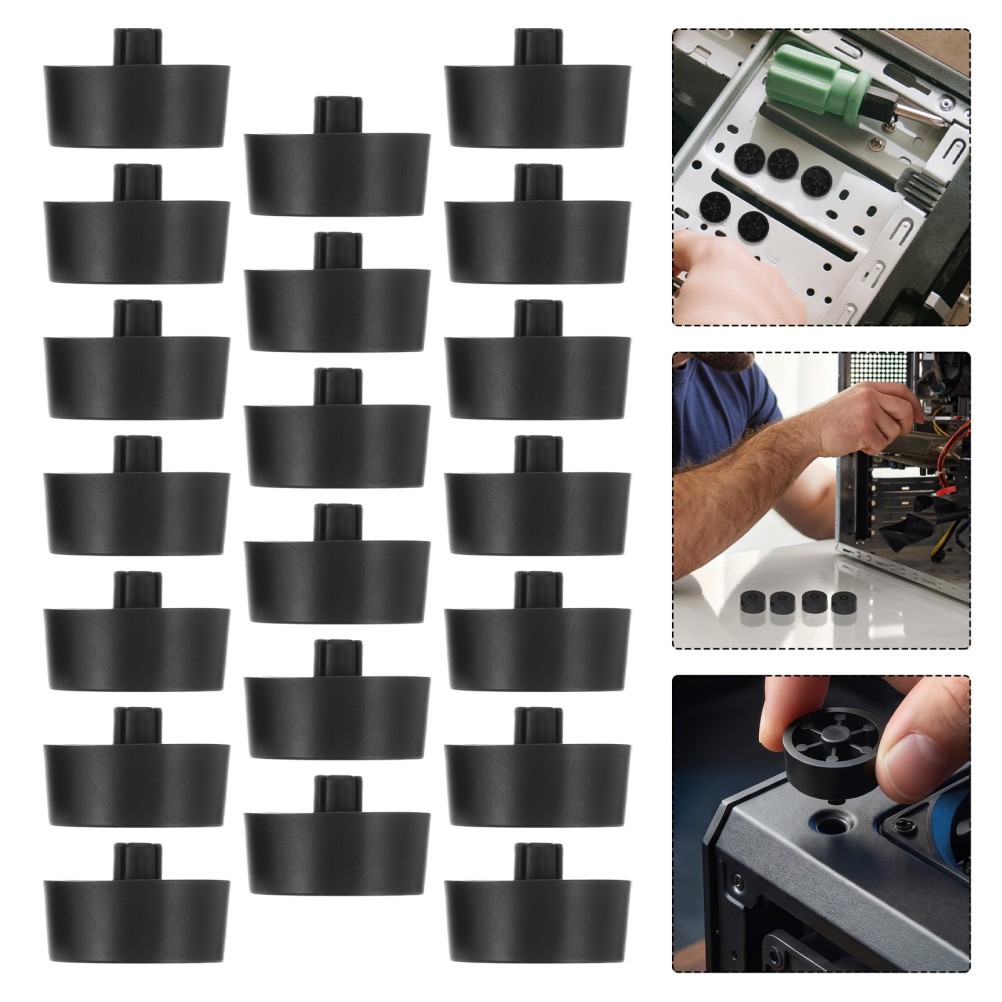 20Pcs Snap in Pc Case Feet Black Pe Noise Reduction and Stable Support Pads