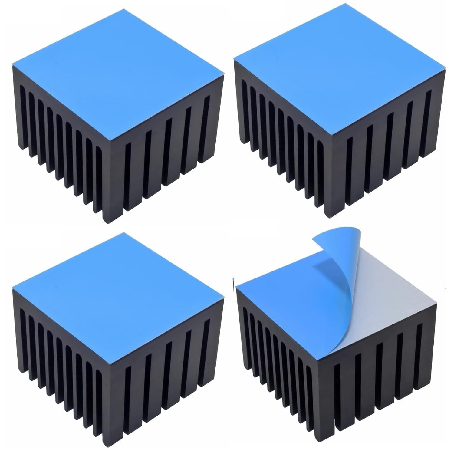 4pcs 40mm Heatsink 40x40x30mm +Thermal Conductive Tape, Aluminum Cooler Heat