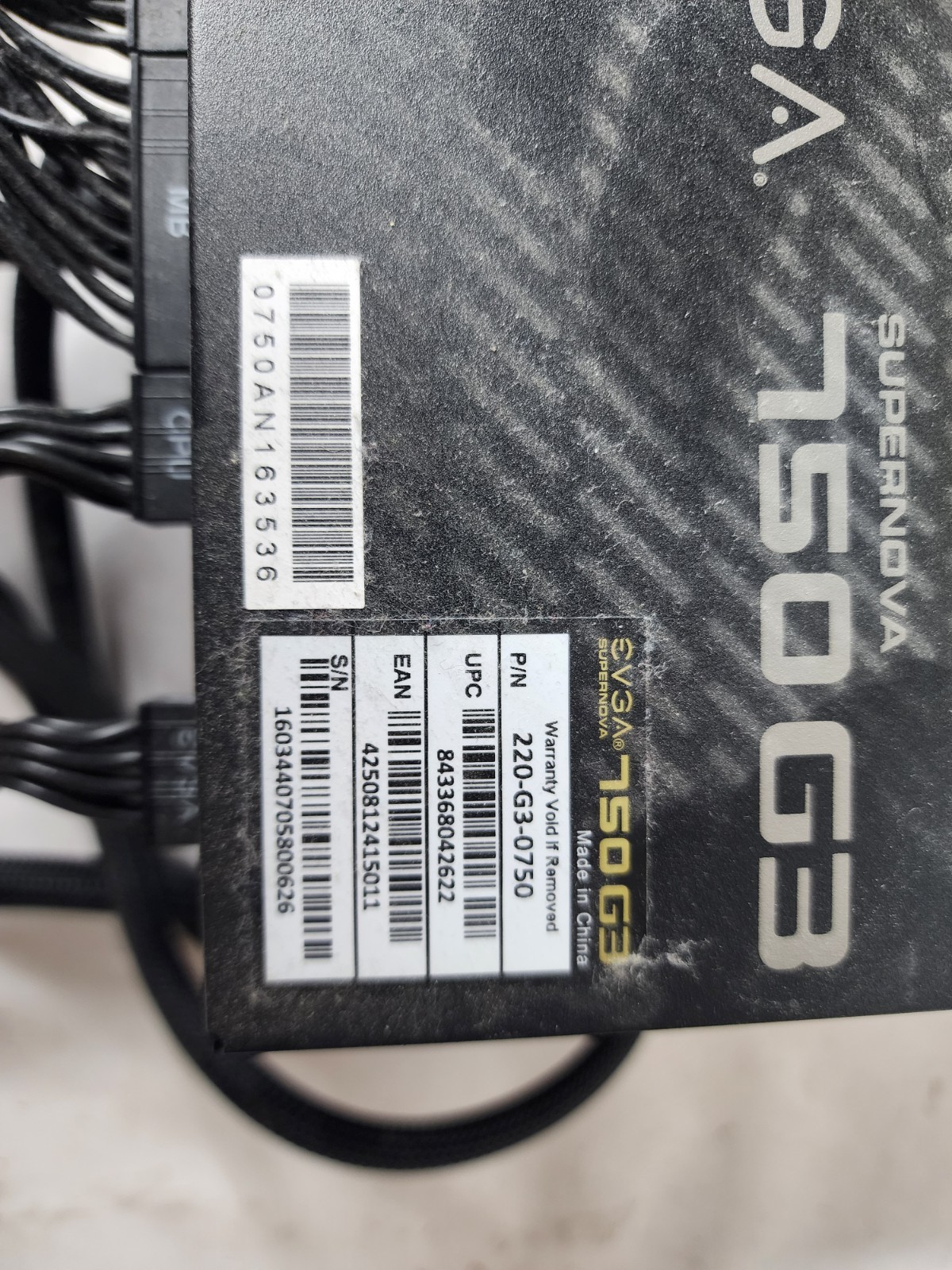 EVGA SuperNOVA 750 G3 750W 80+ Gold Fully Modular PSU w/ Some Cables READ