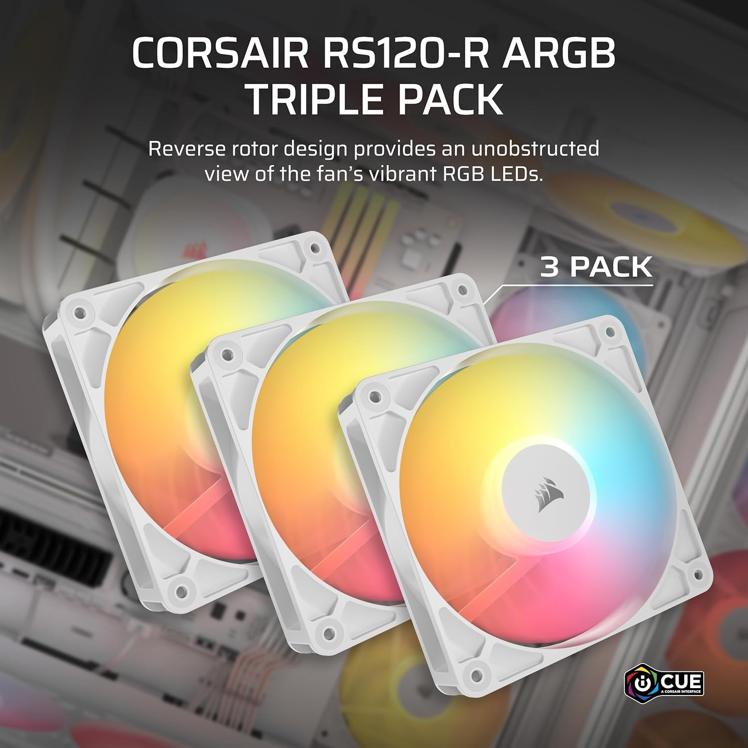 RS120-R ARGB 120Mm PWM ARGB Reverse Fans – Reverse Rotor, +5V ARGB Connections,