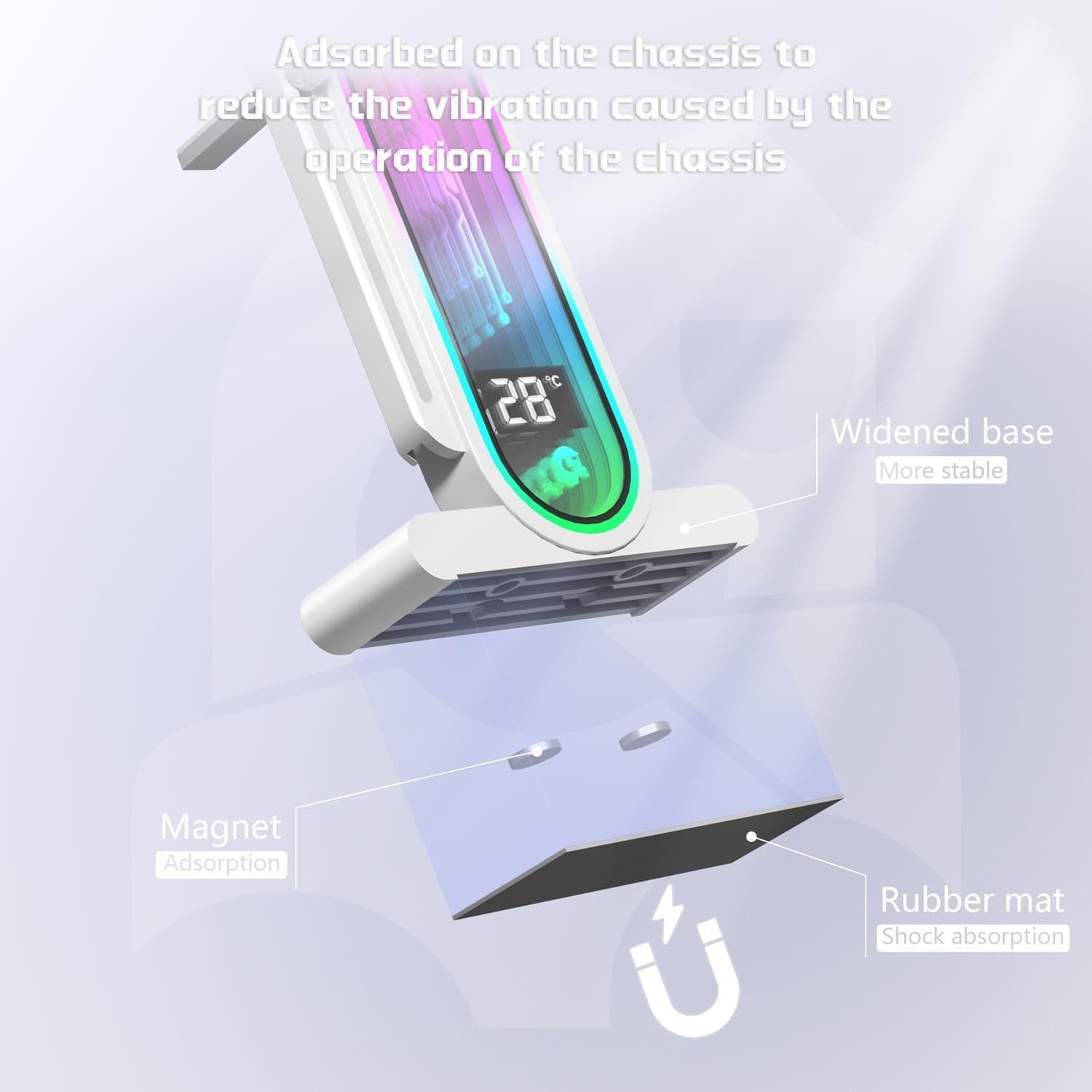 Universal Height Adjustable ARGB GPU Support Bracket with Ambient Temp Monitor