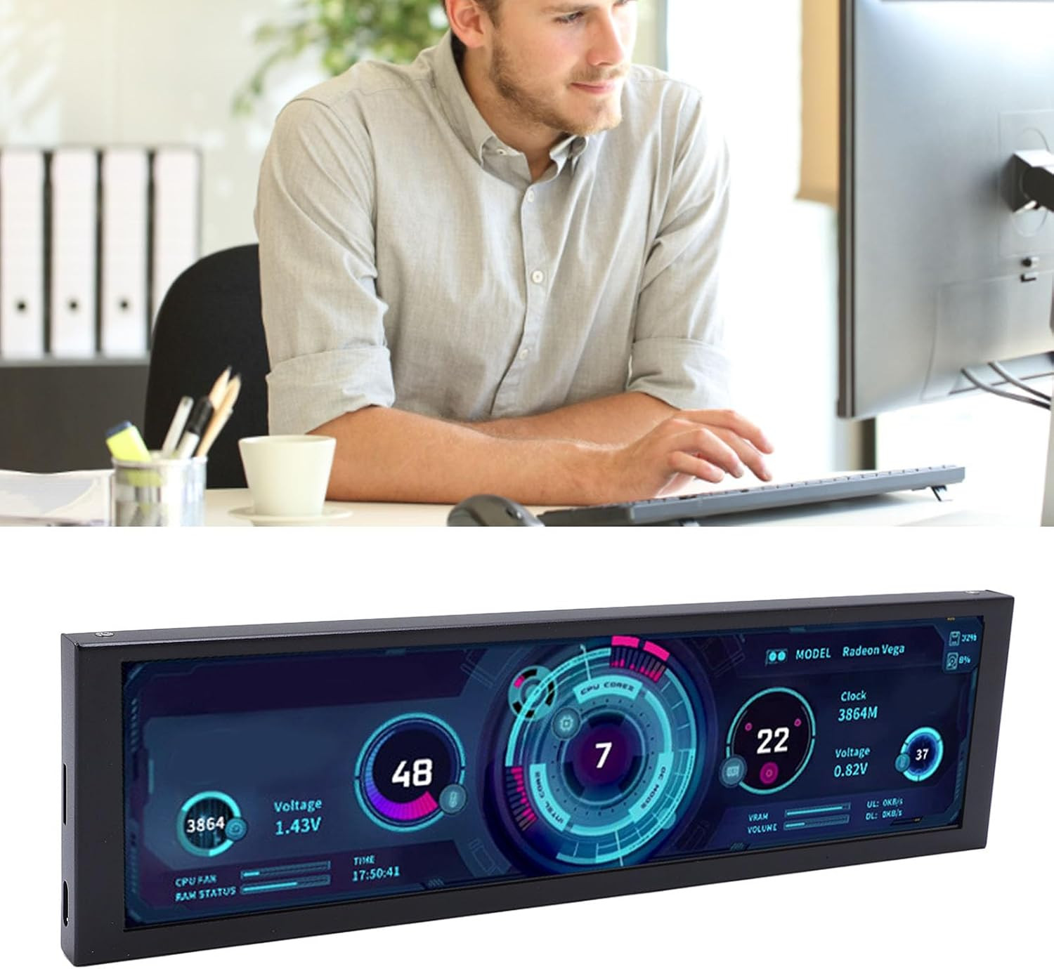 8.8″ LCD Secondary Screen – 1920×480 PC & CPU/GPU Temperature Monitor