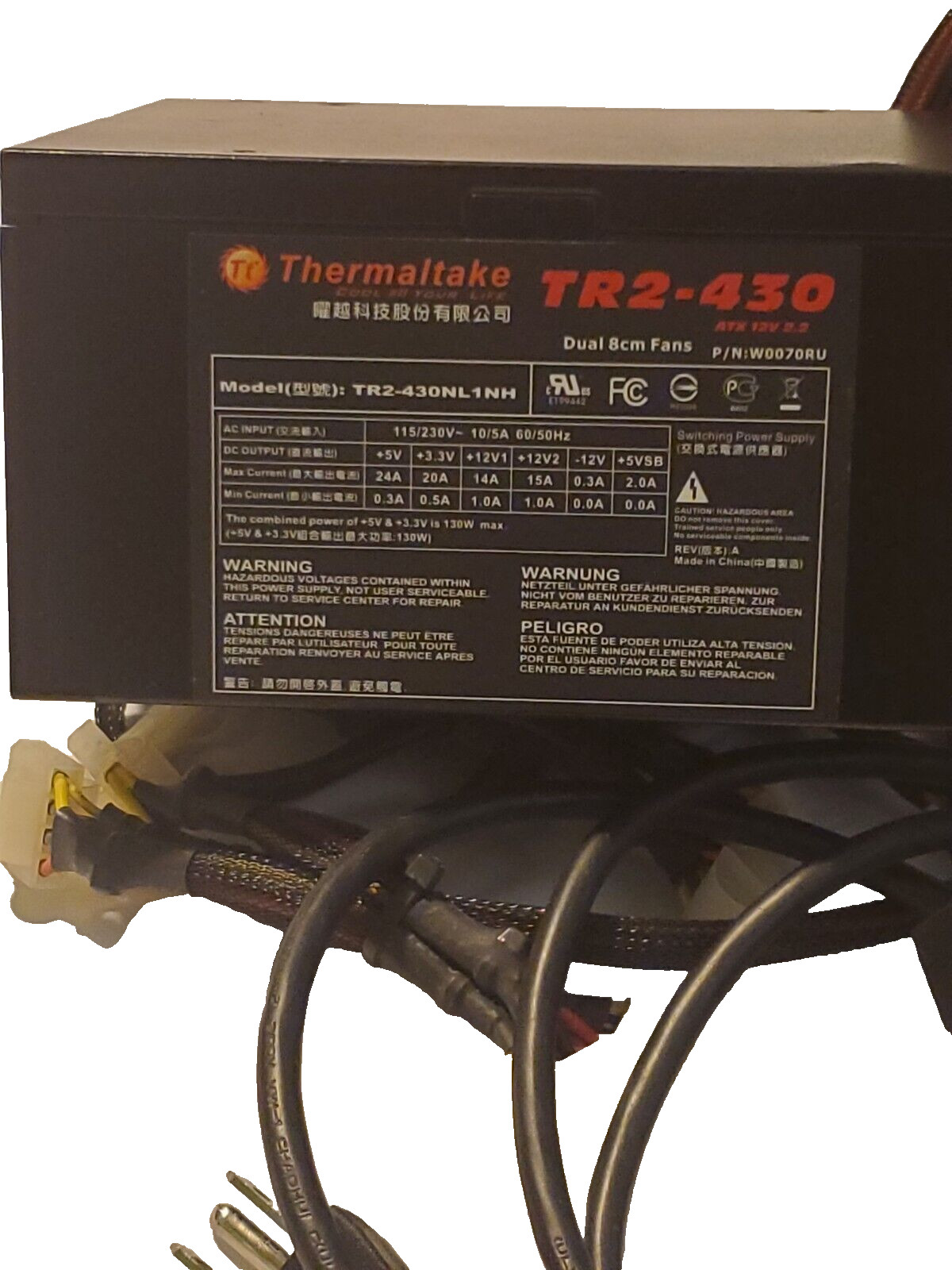 Thermaltake TR2 430 NL1NH 430W ATX 12V 2.2 80 Plus Power Supply