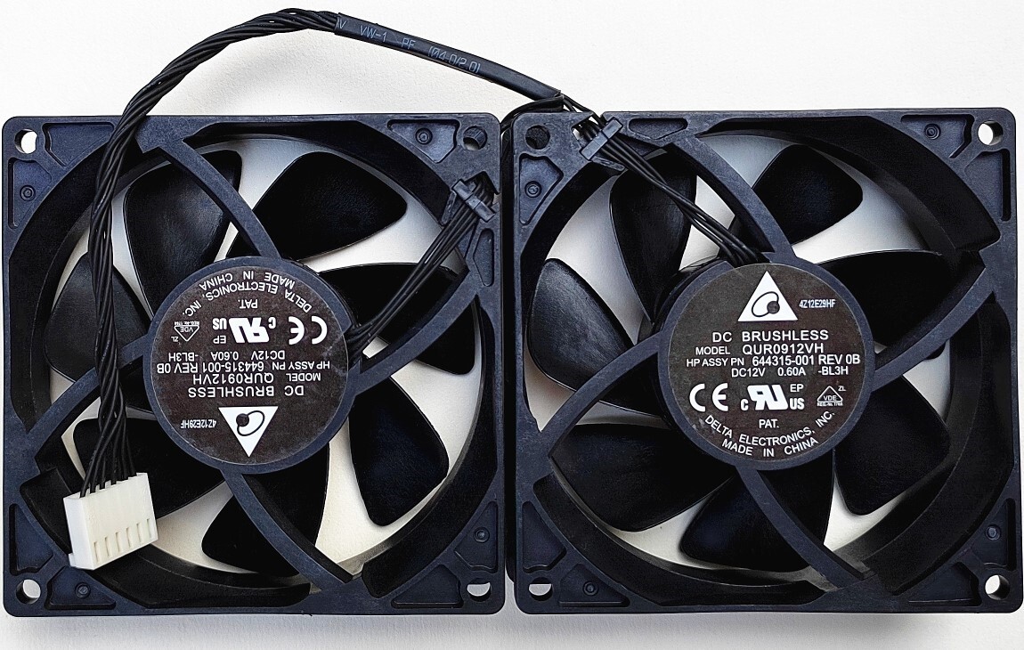 HP Workstation Z620 Z820 Z840 12VDC Dual Rear Fan Delta QUR0912VH HP 644315-001