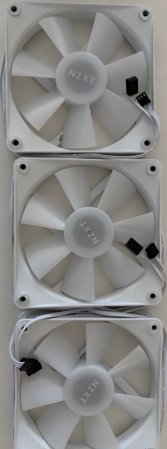 NZXT 120mm White Case Fans Set of 3 Rifle Bearing 3-Pin RF-AF120-FP