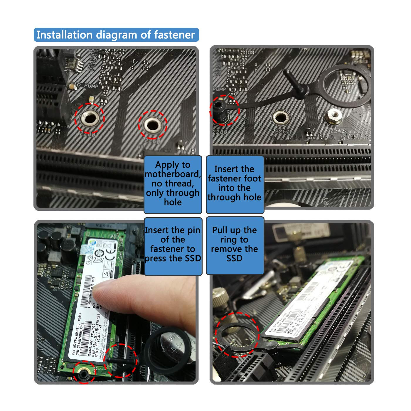 M.2 SSD Mounting Kit 7PCS Nvme Screws Standoffs for Asus/Asrock | Carbon Steel,