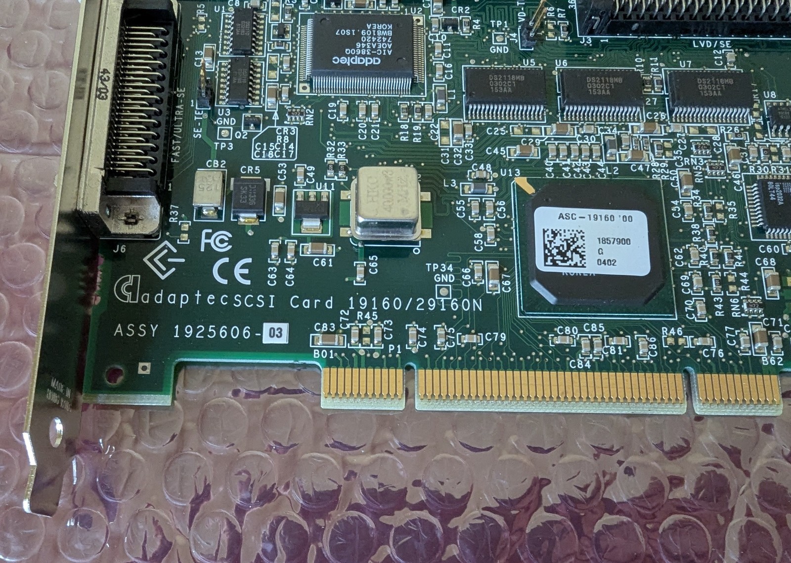 Adaptec 19160/29160N SCSI Interface Card LVD Controller Adapter PCI 1925606