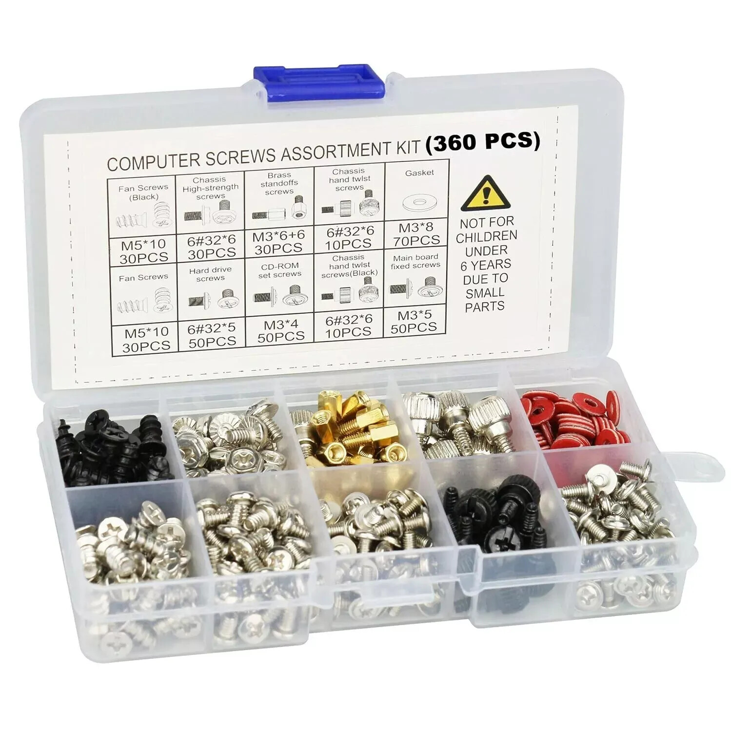 PC Computer Screws Standoffs Set Kit 360 Pieces Hard Drive Motherboard Case Fan