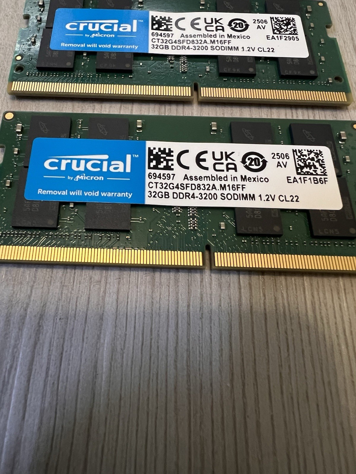 Crucial 64GB (2x32GB) DDR4-3200 SO-DIMM 260-Pin CL22 1.2V CT32G4SFD832A.C16FF