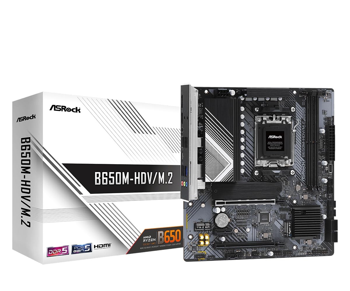 ASRock B650M-HDV/M.2 Motherboard (Socket AM5) for AMD Ryzen 7000 Series CPUs (Au
