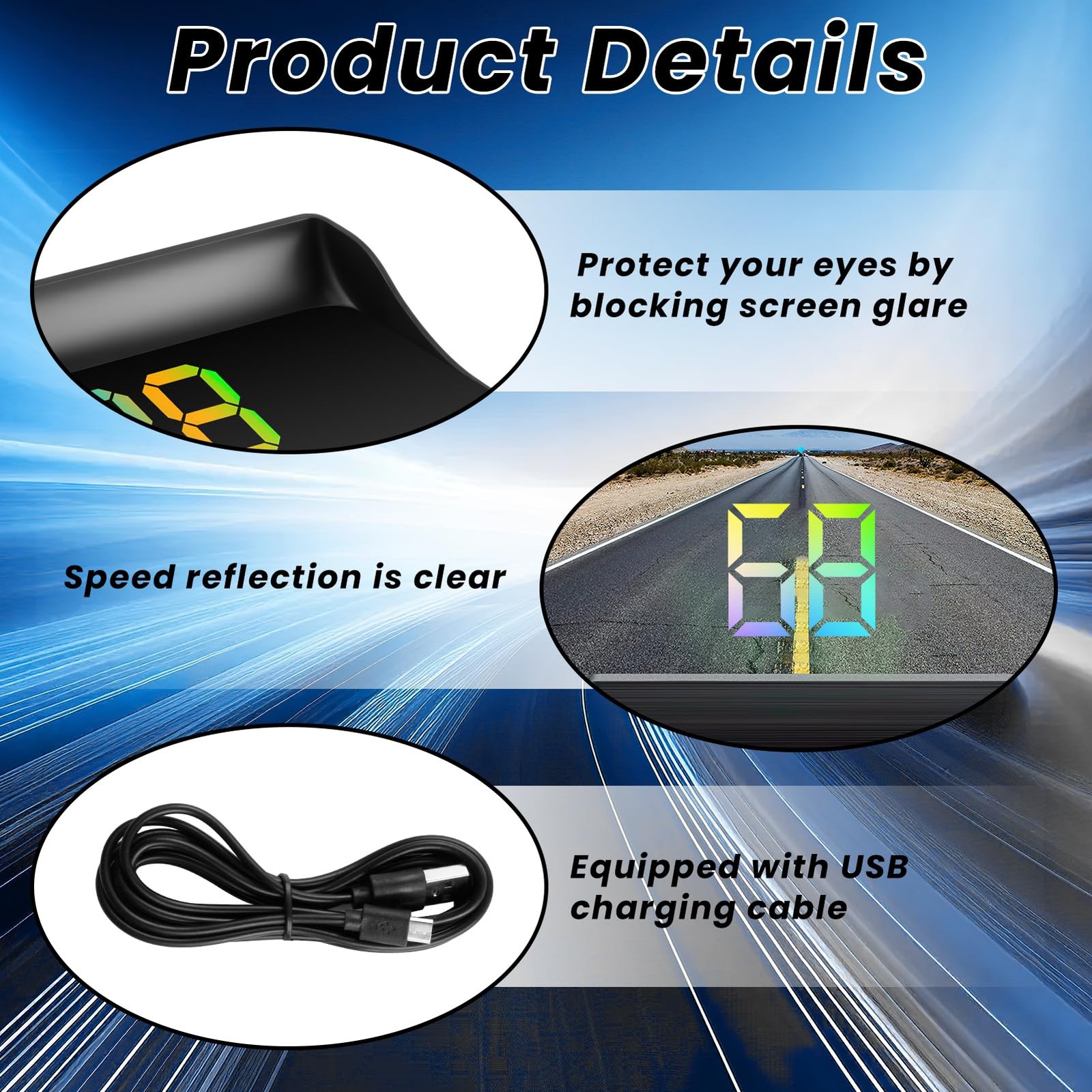 GUGUMO Heads Up Display for Cars, Universal MPH GPS Digital Speedometer with …