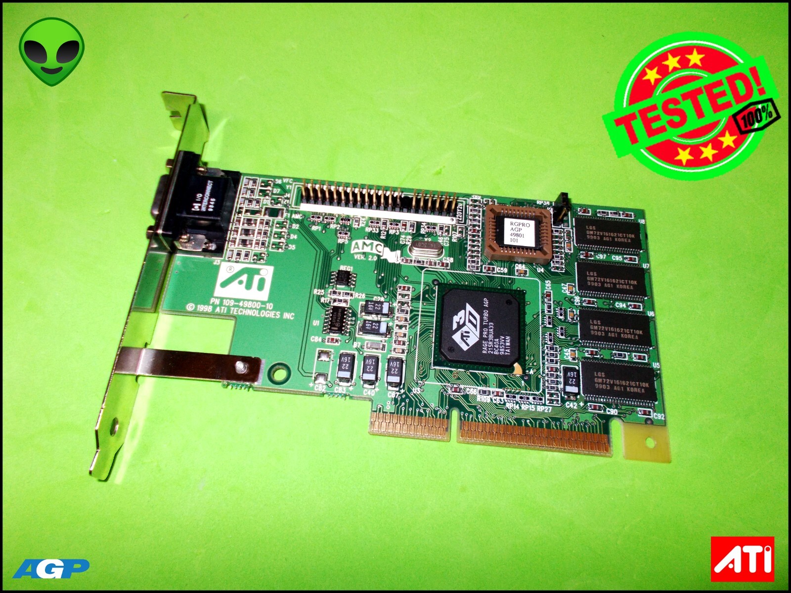 ⭐️ATI RAGE 3D PRO TURBO 8MB AGP 2X VGA VIDEO CARD #50015