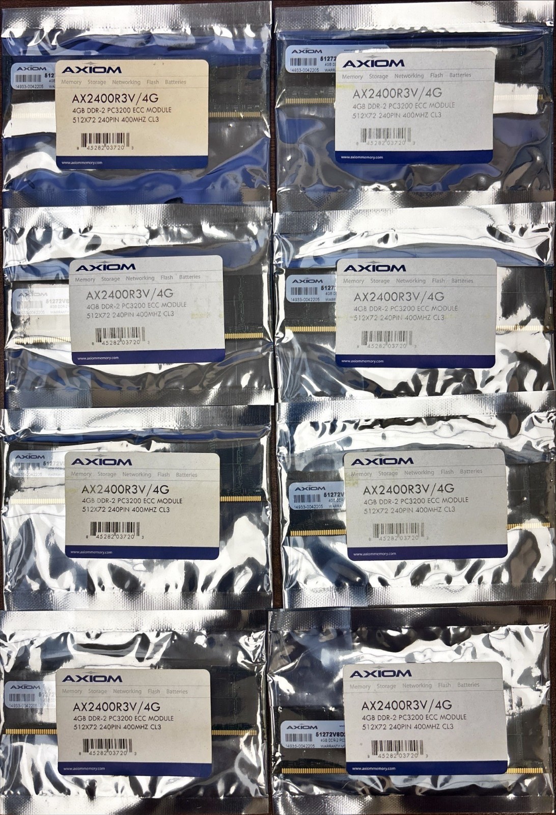 Pack of 8 Axiom 4GB DDR2 PC3200 240pin Ax2400r3v/4g