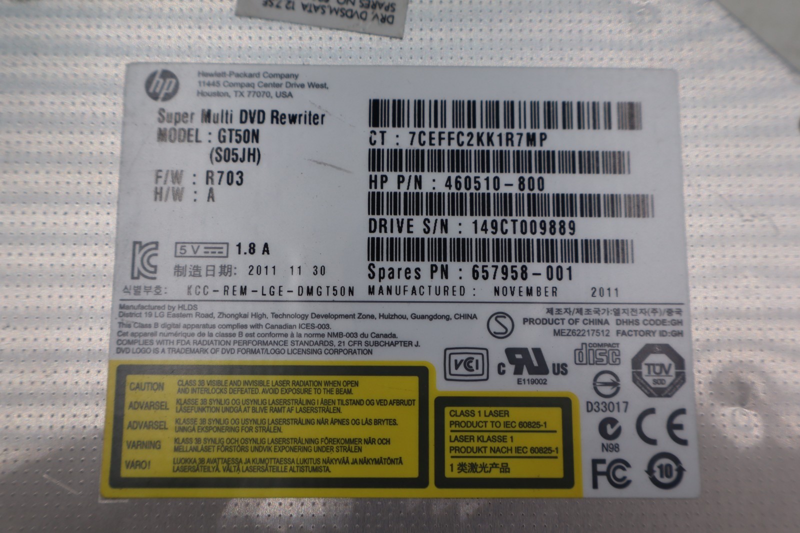 HL Data Storage Super Multi DVD Rewriter GT50N (S05JH)