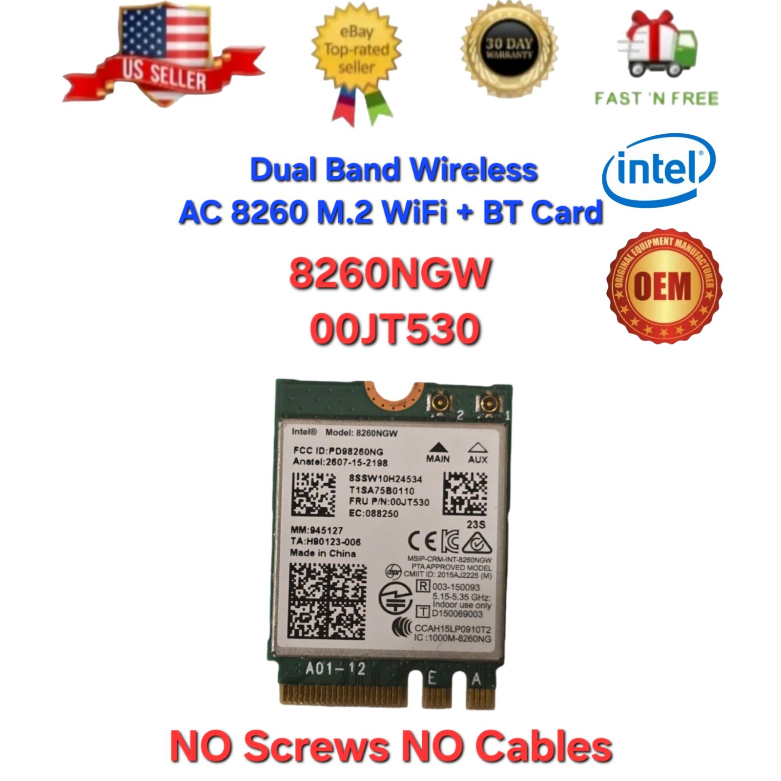 Lenovo Intel Dual Band Wireless-AC 8260 M.2 WiFi + Bluetooth Card 8260NGW 802.11