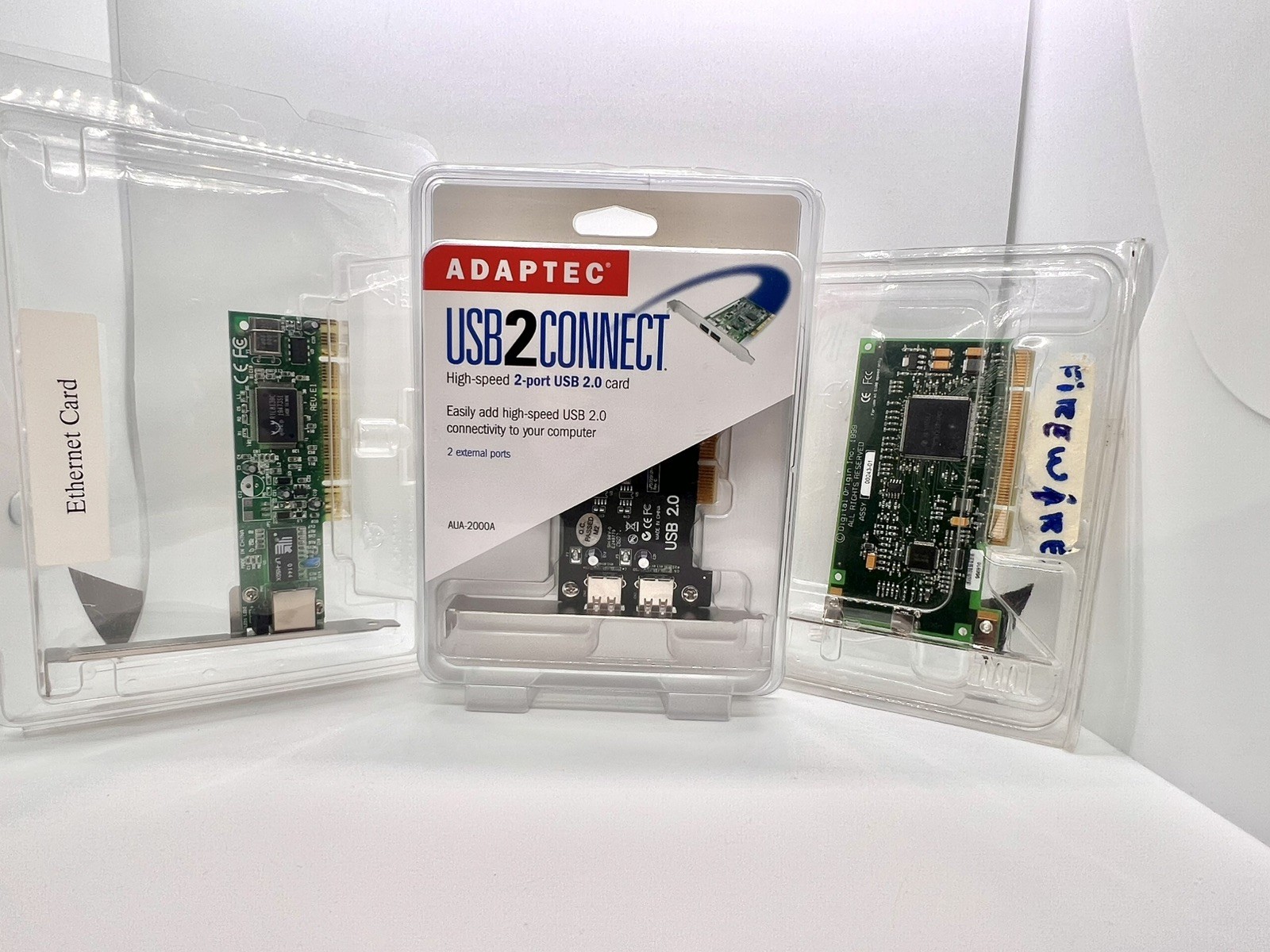 USB 2.0 PCI Card Adaptec, Firewire & Ethernet PCI Card. 3 Pack Combo Lot – NEW