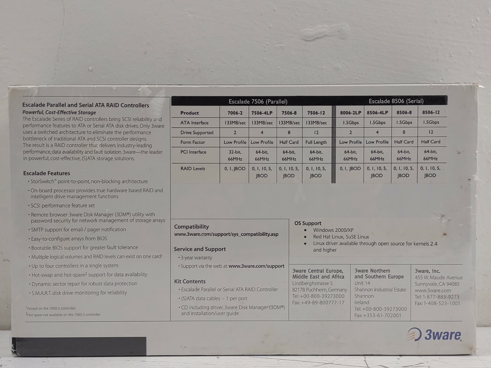 3ware Escalade 7506-8 Storage controller (RAID)- ATA-133- 133 MBps