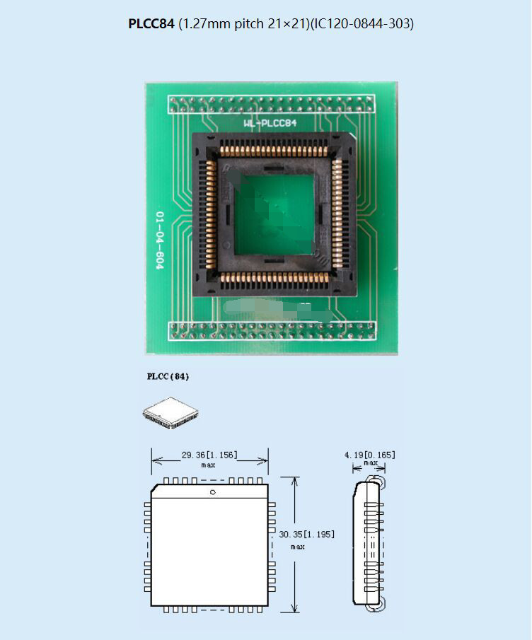 WL-PL84-P057 1.27mm Pitch 21×21 WL-PLCC84 Socket Adapter For Wellon