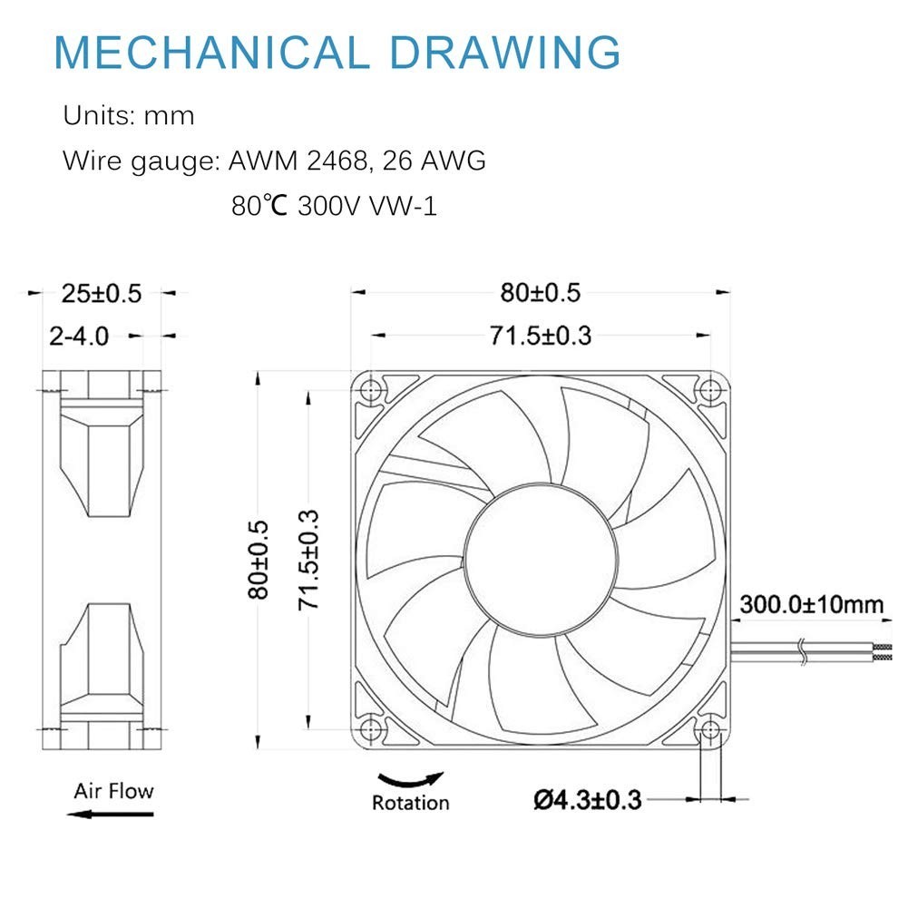 Whisper-Quiet 80mm Brushless DC Cooling Fan – 59 CFM Airflow Performance