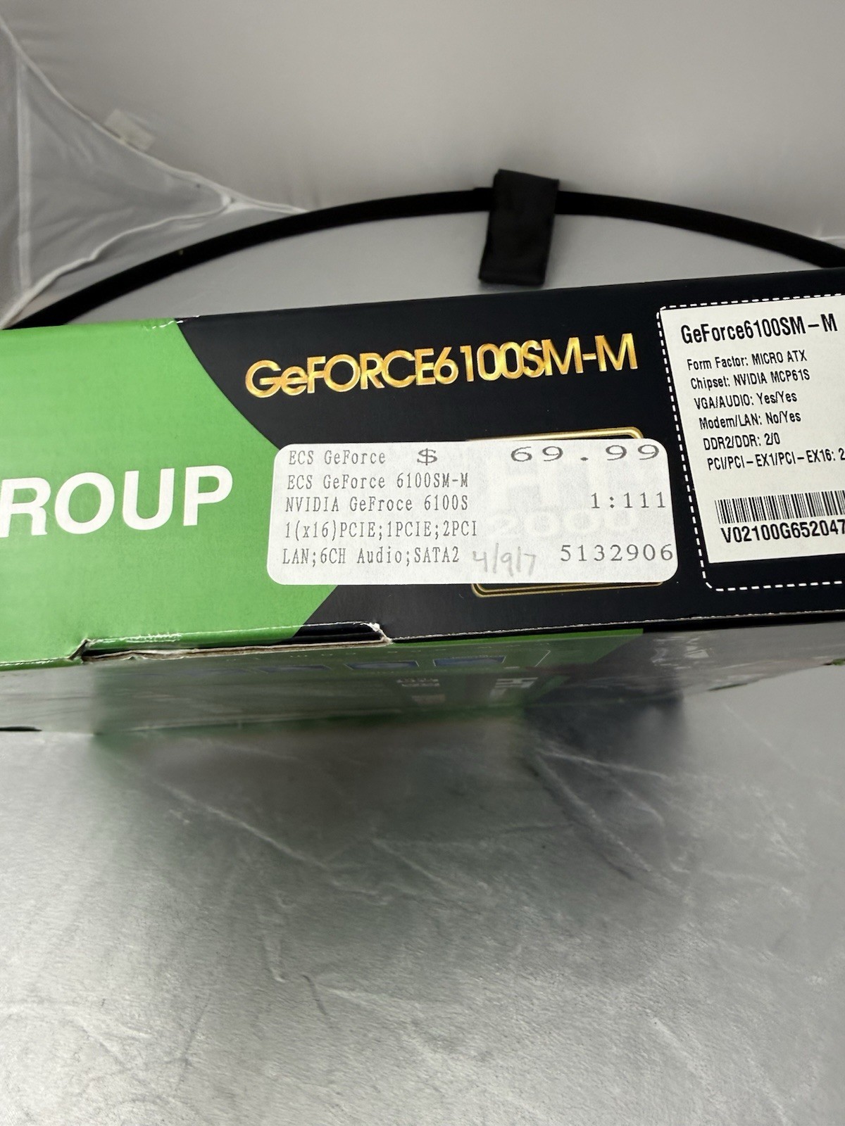 ECS HT2000 GeForce 6100SM-M (V1.0/1.0A) Motherboard + Extras – NEW