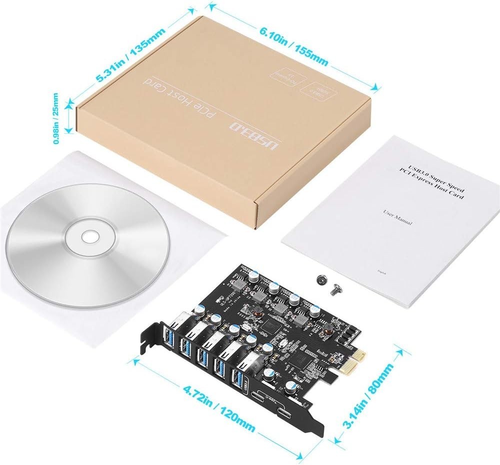 PCI Express USB 3.0 Hub 7 Ports for High Speed Data Transfer and Device Support