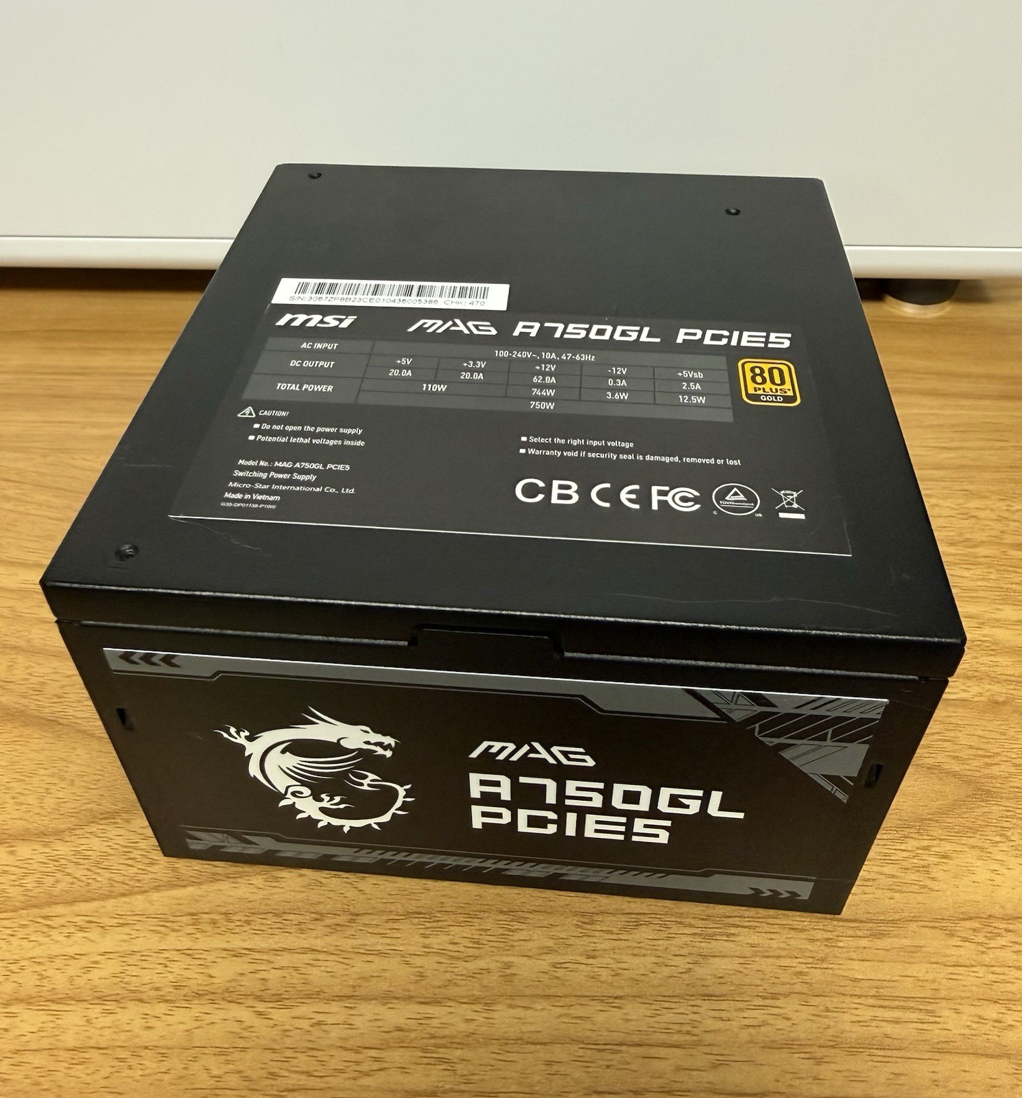 MSI MAG A750GL PCIE 5.1 and ATX 3.1 Gaming Power Supply